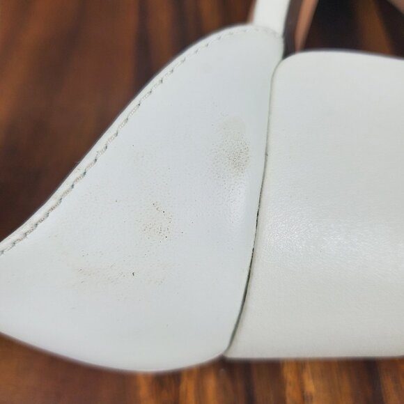 Clarks Sandals Women's 8 M White Leather Ankle Strap Block Heel Snake Print - Picture 6 of 10